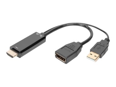 DIGITUS 4K HDMI Adapter - HDMI auf DisplayPort 0,2m schwarz - AK-330101-002-S