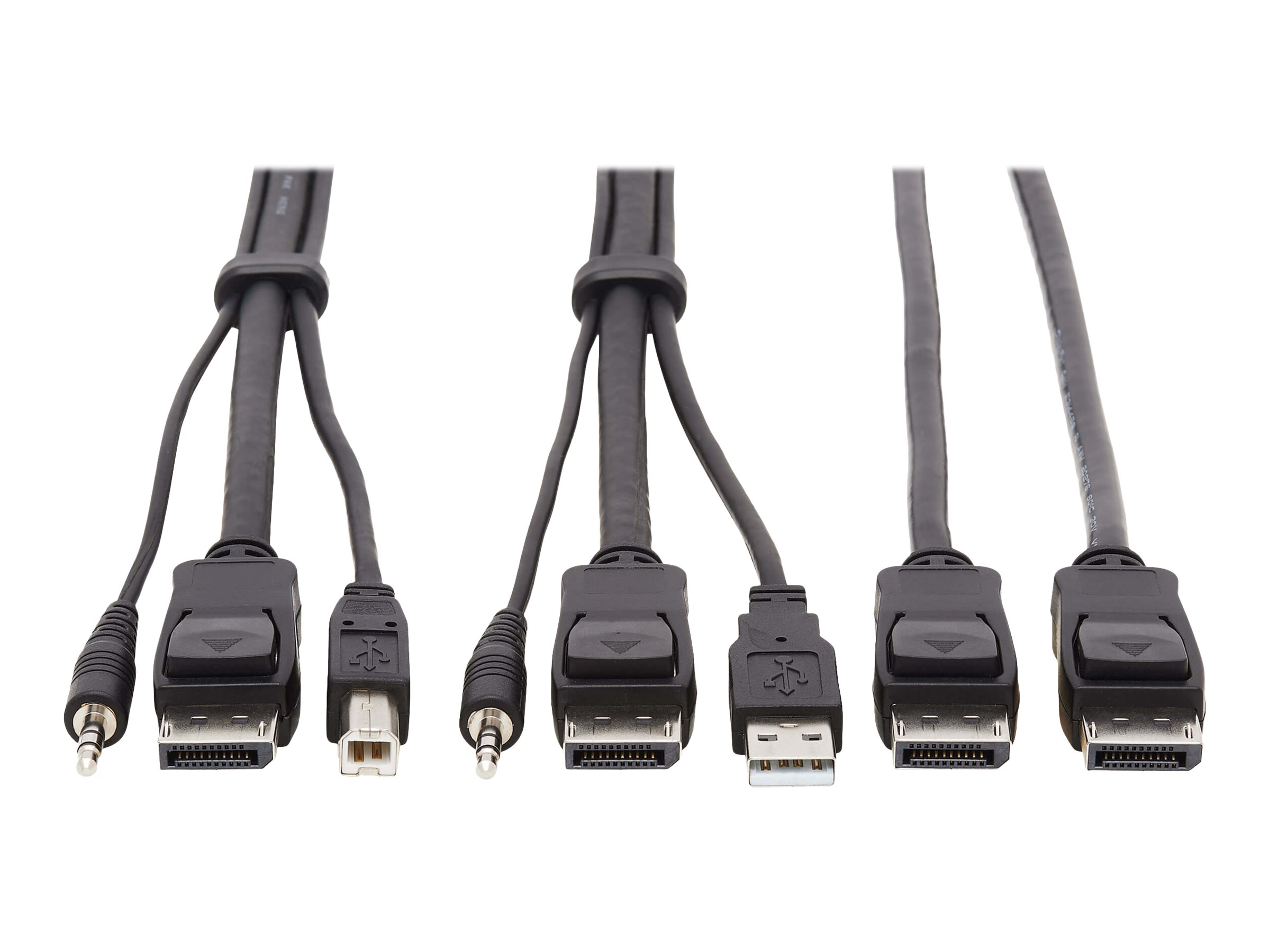 Eaton Tripp Lite Series Dual DisplayPort KVM Cable Kit 4K USB 3.5 mm Audio 3xM/3xM 10ft