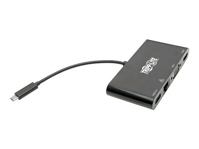 Tripp Lite USB 3.1 Gen 1 USB-C Adapter Converter Thunderbolt 3 Compatible 4K @ 30Hz - HDMI, VGA, USB-A Hub Port and Gigabit Ethernet, Black