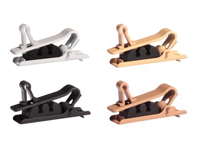Single Tie Clip Mix, 1 Black/1 Tan/1 Cocoa/1 White