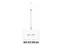 Manhattan - hub - 3 USB-A and 1 USB-C ports, power delivery - 3 ports