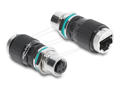 DELOCK M12 Adapter D-kodiert 4 Pin Bu zu RJ45 Bu gerade Adapter