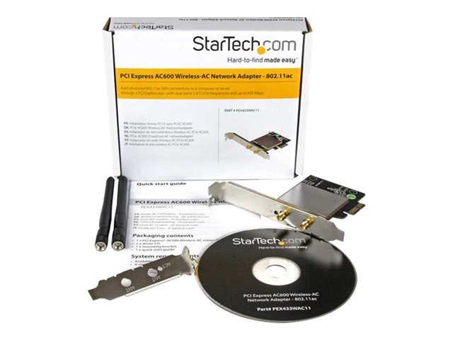 StarTech.com AC600 Wireless-AC Network Adapter - 802.11ac, PCI Express - Dual Band 2.4GHz / 5GHz PCIe Wireless Network Card (PEX433WAC11)