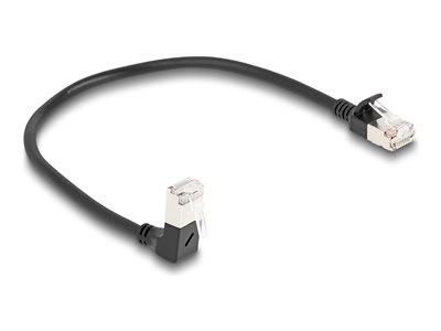 DELOCK RJ45 Netzwerkkabel Cat.6A S/FTP Slim 90°unten 0,25m s