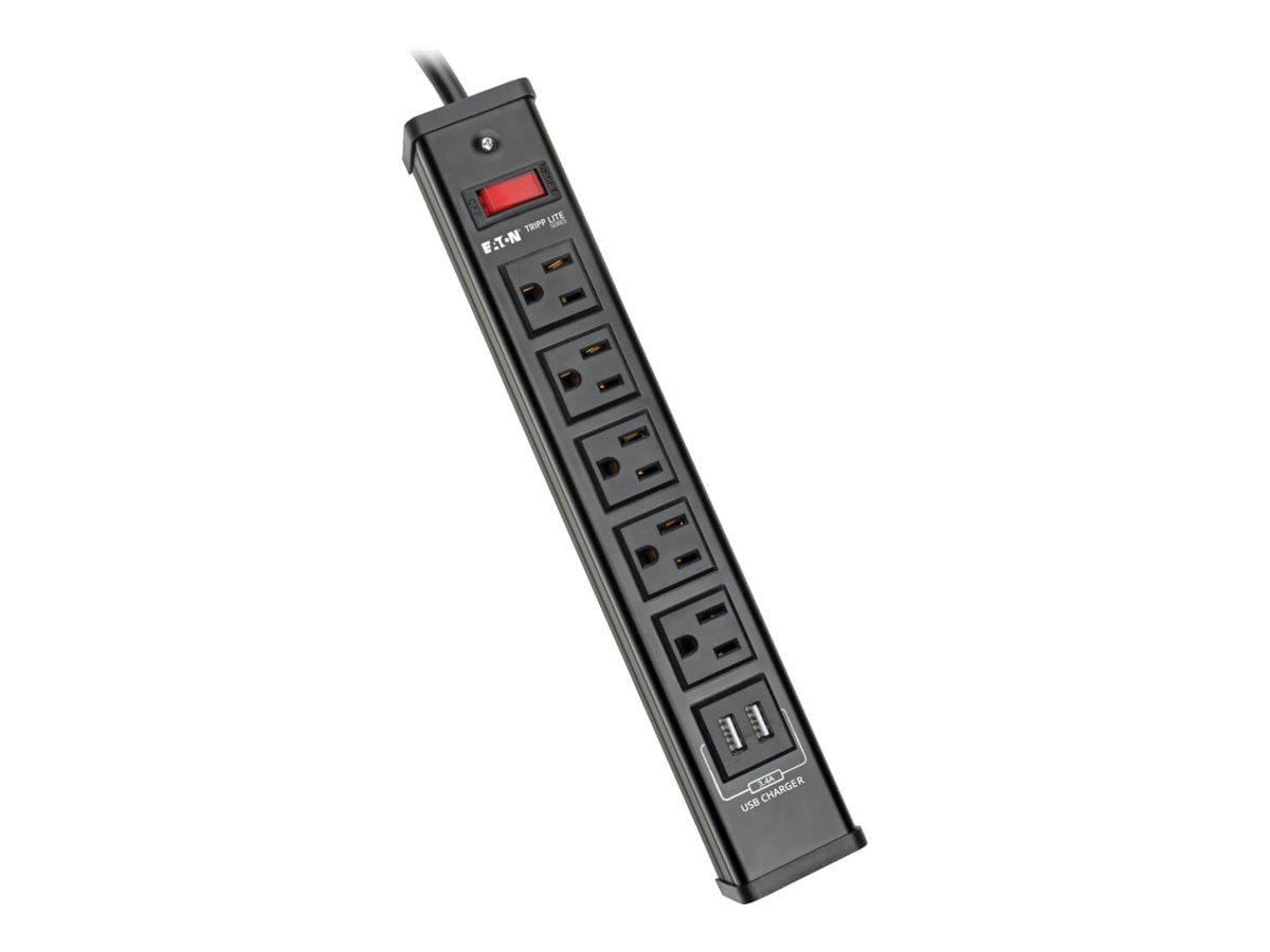 Tripp Lite 5-Outlet Surge Protector Power Strip with 2 USB Ports (3.4A Shared)