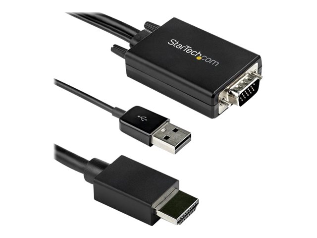 Image of StarTech.com 3m VGA to HDMI Converter Cable with USB Audio Support & Power, Analog to Digital Video Adapter Cable to connect a VGA PC to HDMI Display, 1080p Male to Male Monitor Cable - Supports Wide Displays (VGA2HDMM3M) - adapter cable - HDMI / VGA / US