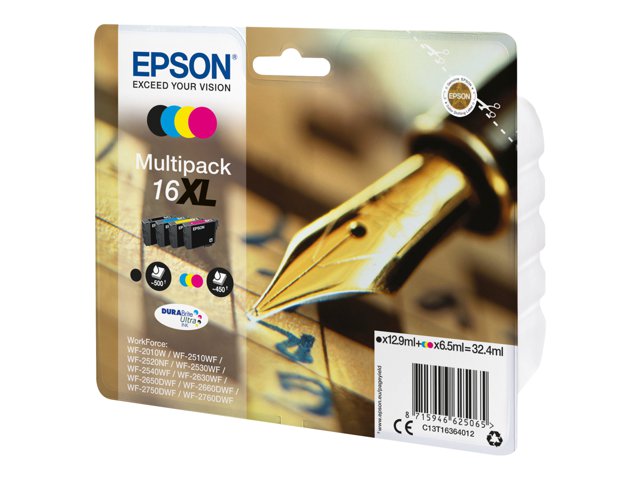 Epson 16xl Multipack 4 Pack Xl Black Yellow Cyan Magenta Original Ink Cartridge