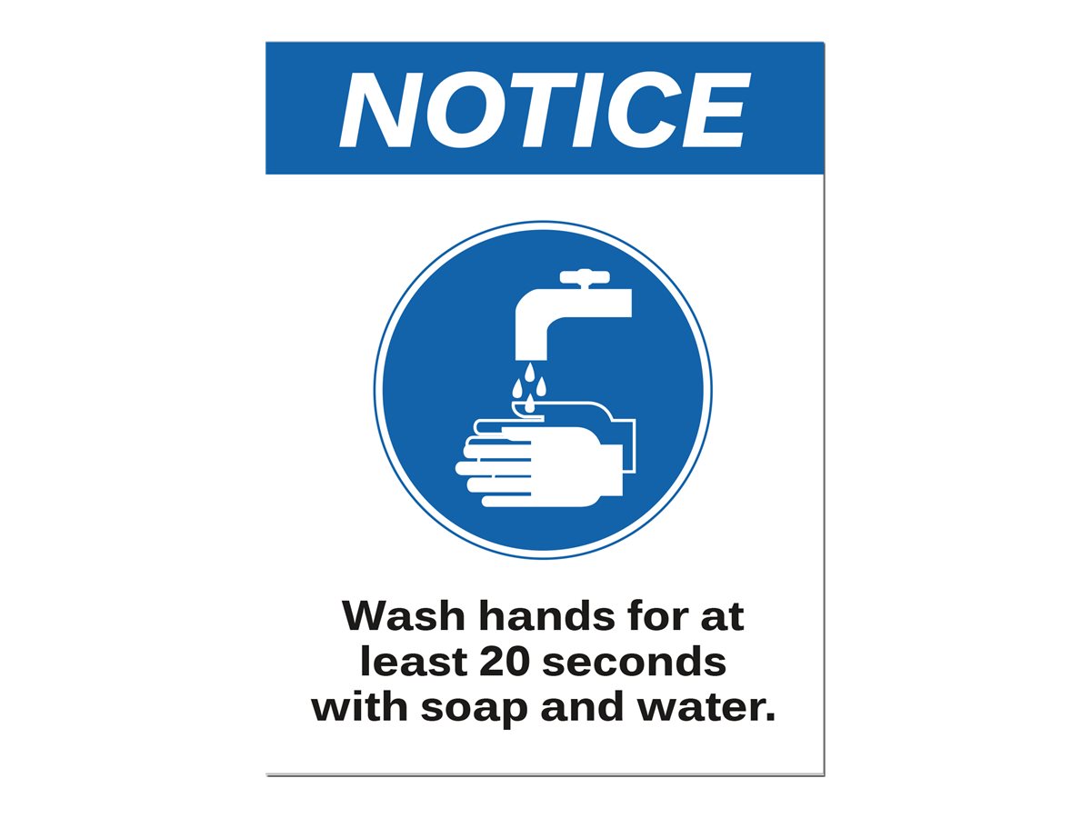 Avery Self-Adhesive Vinyl Sign - Handwashing Notice - 216 x 279mm/5pk