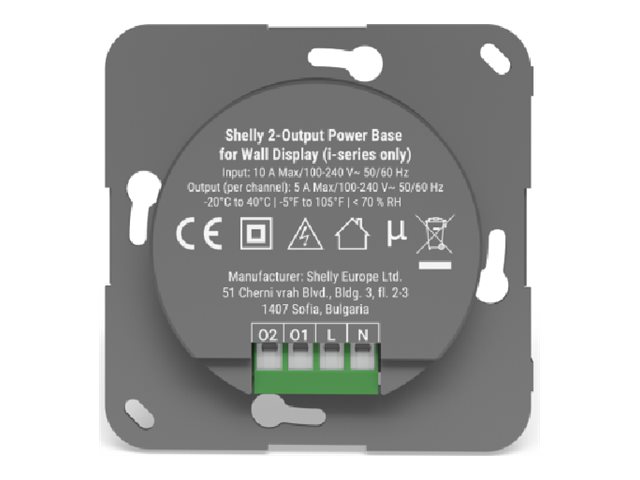 SHELLY Wall Display 2-Output Power Base FG3800238072780