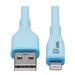 Eaton Tripp Lite Series Safe-IT USB-A to Lightning Sync/Charge Antibacterial Cable (M/M), Ultra Flexible, MFi Certified, Light Blue, 6 ft. (1.83 m)