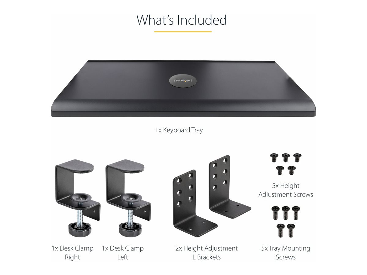 StarTech.com Under-Desk Keyboard Tray, Clamp-on Keyboard Holder, Supports up to 12kg (26.5lb), Sliding Keyboard and Mouse Drawer with C-Clamps, Height Adjustable Keyboard Tray - Black - Ergonomic Keyboard Tray (KEYBOARD-TRAY-CLAMP1) - keyboard tray – foto 2