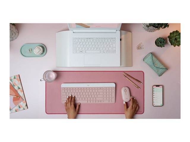 Logitech Slim Wireless Combo MK470 - ensemble clavier et souris - AZERTY - Franais - rose Priphrique d\'entre