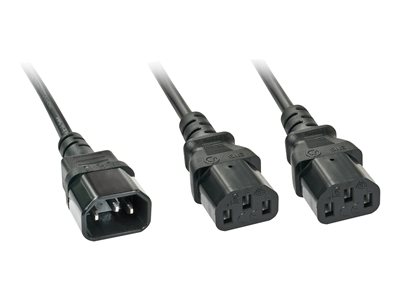 LINDY 2m IEC C14 to 2x IEC C13 Y Cable