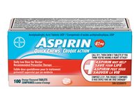 Aspirin 81mg Quick Chews - Orange - 100 tablets