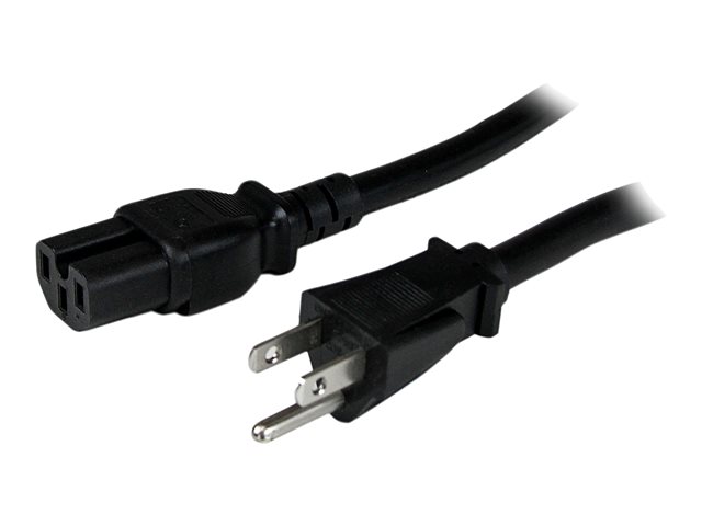 StarTech.com 4ft (1.2m) Heavy Duty Power Cord, NEMA 5-15P to C15 AC Power Cord, 15A 125V, 14AWG, Replacement Computer Power Cord, Monitor Power Cable, NEMA 5-15P to IEC 60320 C15 - PC Power Supply Cable - Power cable - IEC 60320 C15 to NEMA 5-15 (M) - 1.2 m - black - for P/N: PDU02IPSC