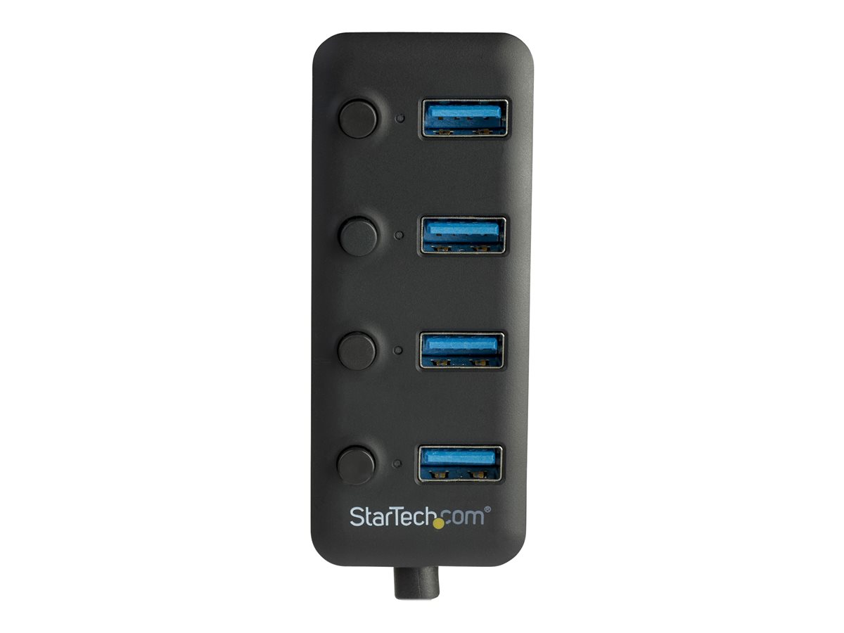 StarTech.com 4 Port USB 3.0 Hub, USB-A to 4x USB 3.0 Type-A with Individual On/Off Port Switches, SuperSpeed 5Gbps USB 3.1/USB 3.2 Gen 1, USB Bus Powered, Portable, 9.8" Attached Cable - Windows/macOS/Linux (HB30A4AIB) - rozbočovač - 4 porty – foto 3