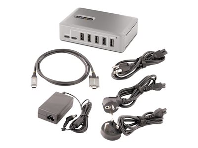 StarTech.com 10-Port USB-C Hub, 8x USB-A + 2x USB-C, Self-Powered w/ 65W Power Supply, USB 3.1 10Gbps Hub w/ BC1.2 Charging, Desktop/Laptop USB Hub with 3ft Locking USB-IF Certified Cable