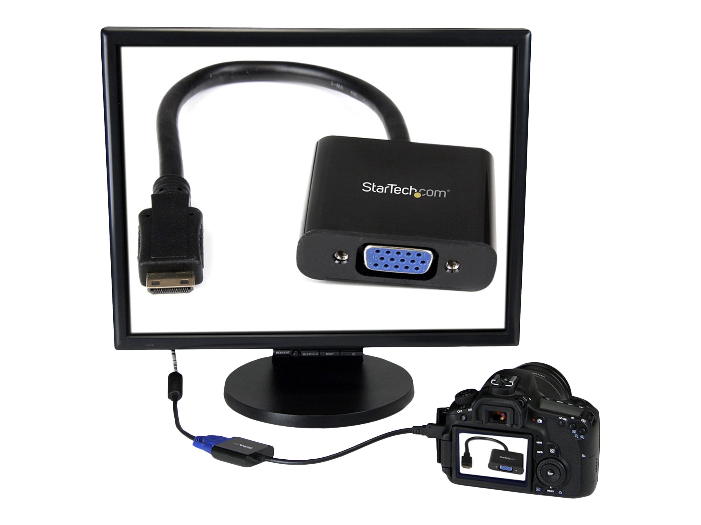 StarTech.com Mini HDMI® to VGA Adapter Converter for Digital Still Camera / Video Camera - 1920x1080 - Mini HDMI Male t…