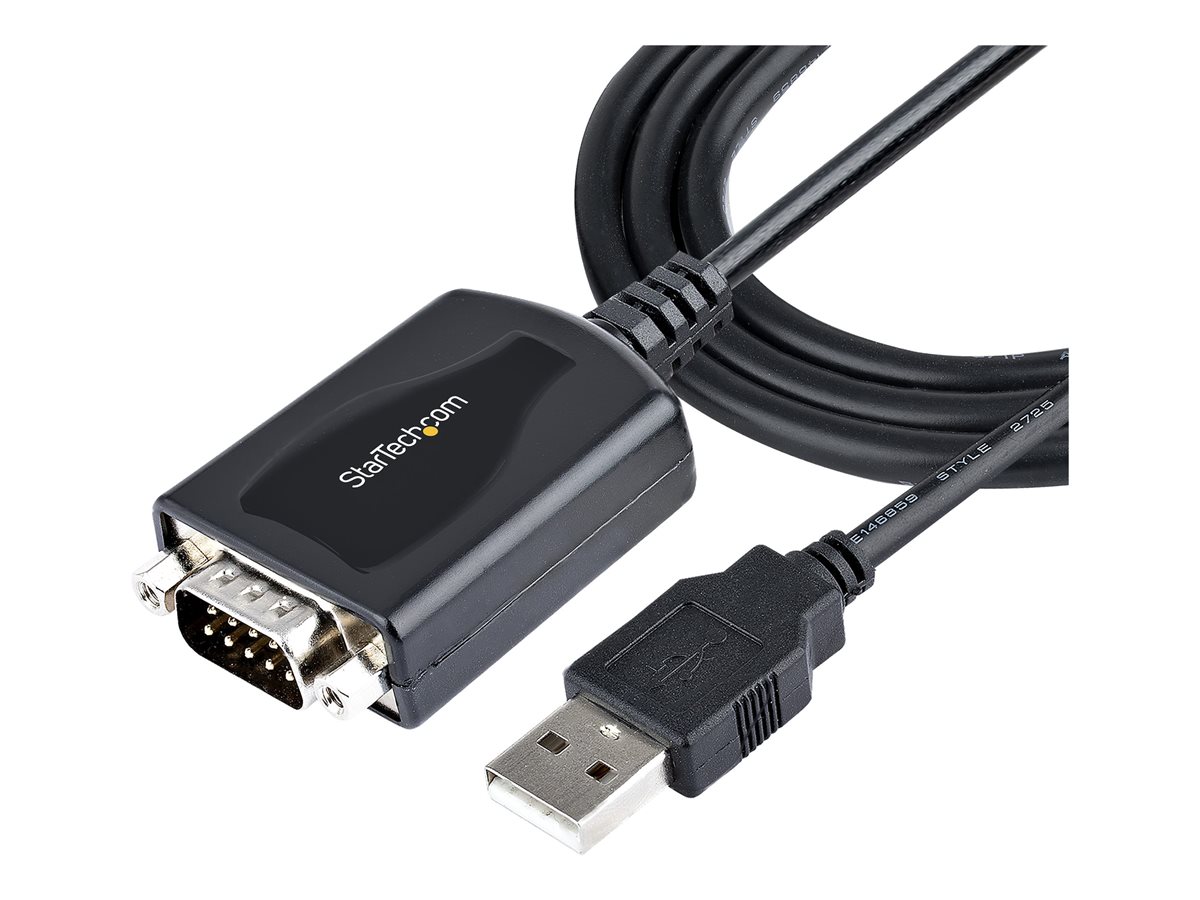 StarTech.com 3ft (1m) USB to Serial Cable with COM Port Retention, DB9 Male RS232 to USB Converter, Straight Through USB to Serial Adapter for PLC/Printer/Scanner - Prolific IC, Automatic Handshake, Windows/Mac OS - sériový adaptér - USB - RS-232
