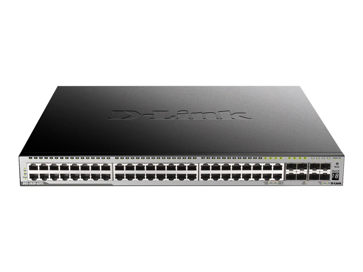 D-Link DGS 3630-52PC switch 44 ports Managed Product shot Back 78850