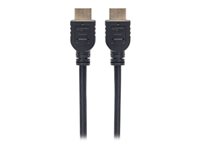 Manhattan HDMI Cable with Ethernet (CL3 rated, suitable for In-Wall use), 4K@60Hz (Premium High Speed), 1m, Male to Male, Black, Ultra HD 4k x 2k, In-Wall rated, Fully Shielded, Gold Plated Contacts, Lifetime Warranty, Polybag - HDMI cable with Ethernet - 1 m