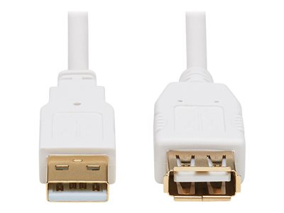 Tripp Lite Safe-IT USB-A Antibacterial Extension Cable (M/F), USB 2.0, White, 3 ft.