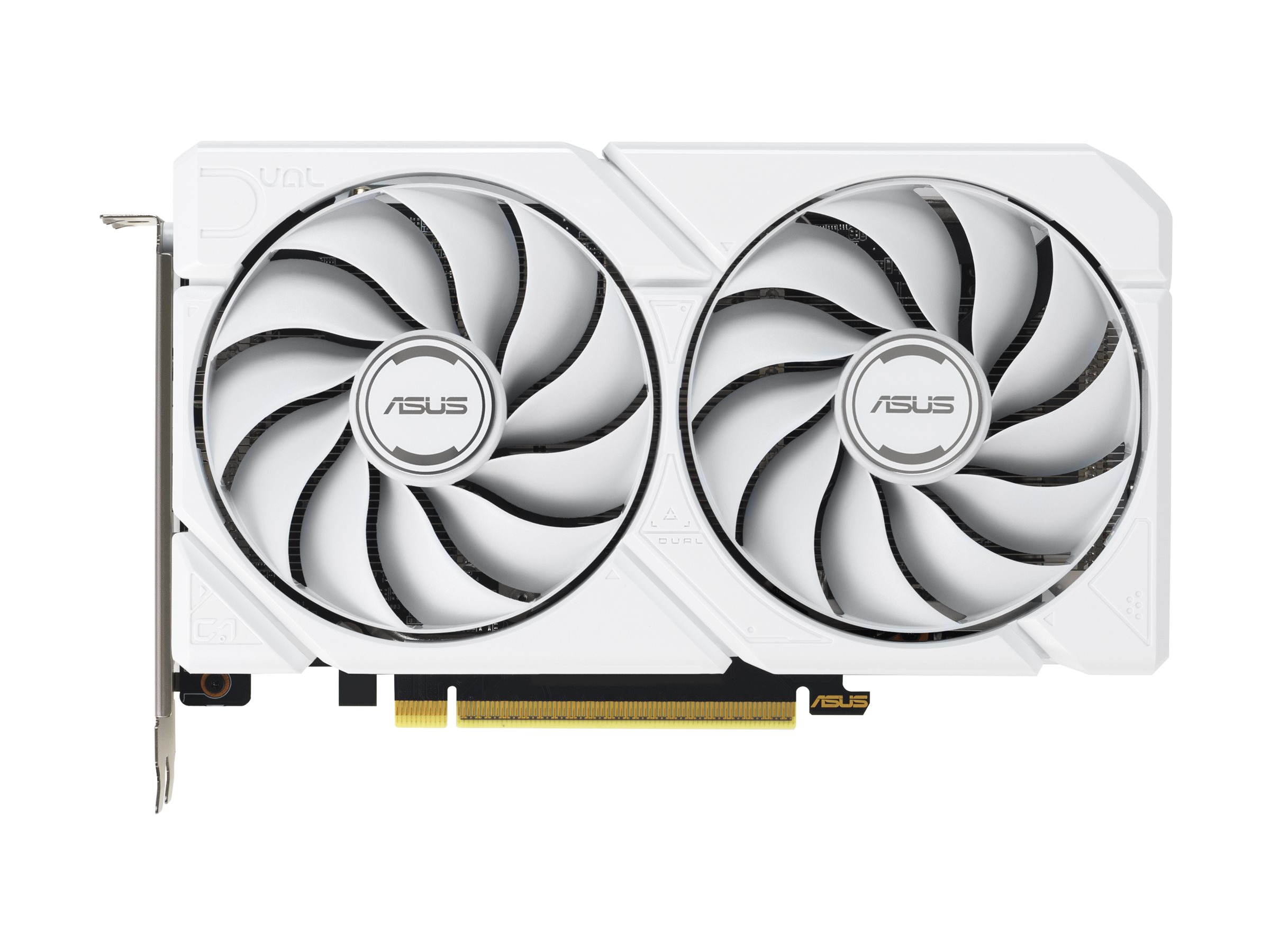ASUS Dual White OC Edition graphics card Radeon RX 9060 XT 16 GB Product shot Bottom 75700