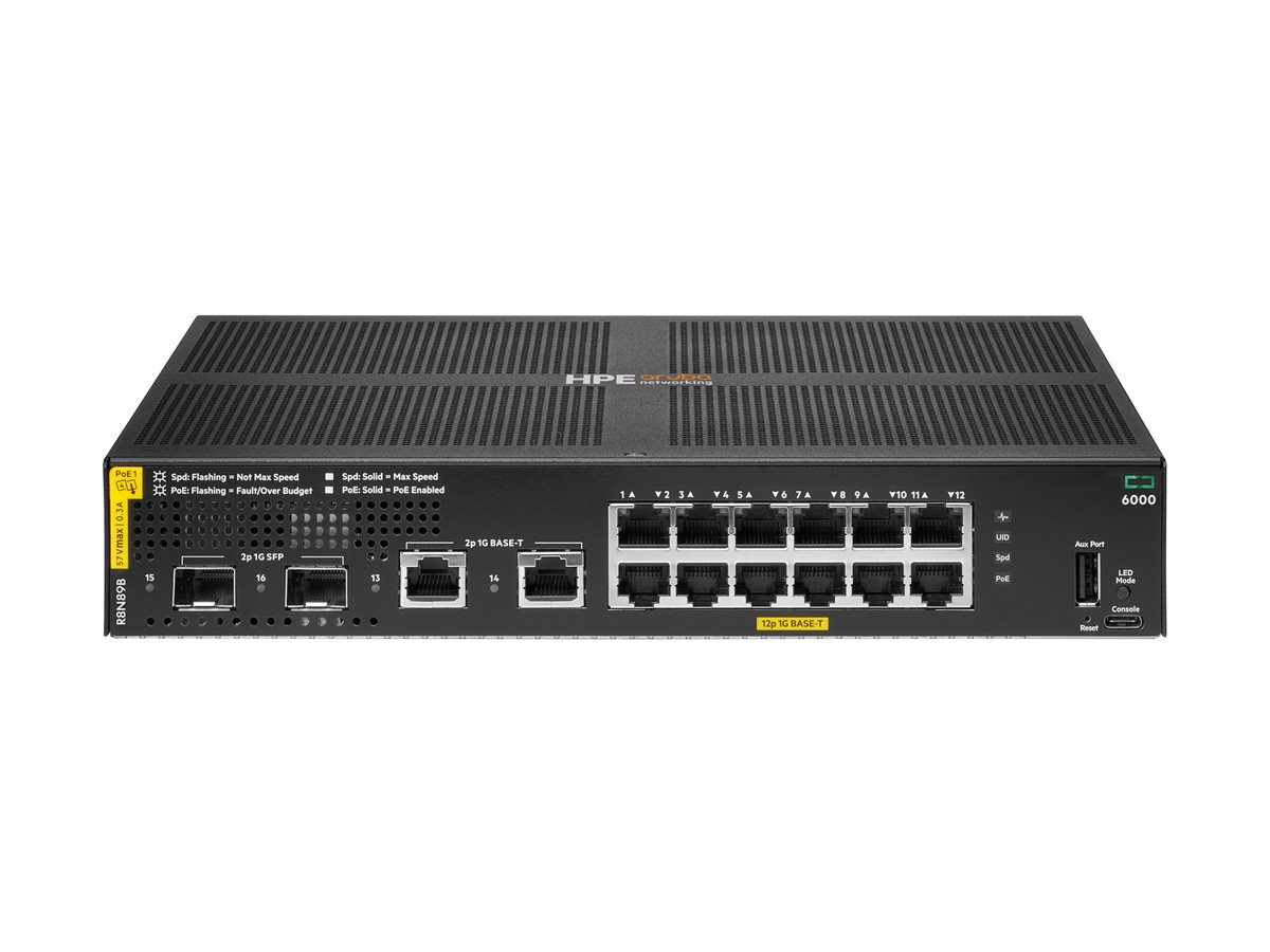 HPE Aruba Networking CX 6000 12p 10M/100M/1G Class4 PoE 2p SFP 1G 139W Switch - přepínač - 12 porty - řízený - Lze montovat do rozvaděče – foto 2