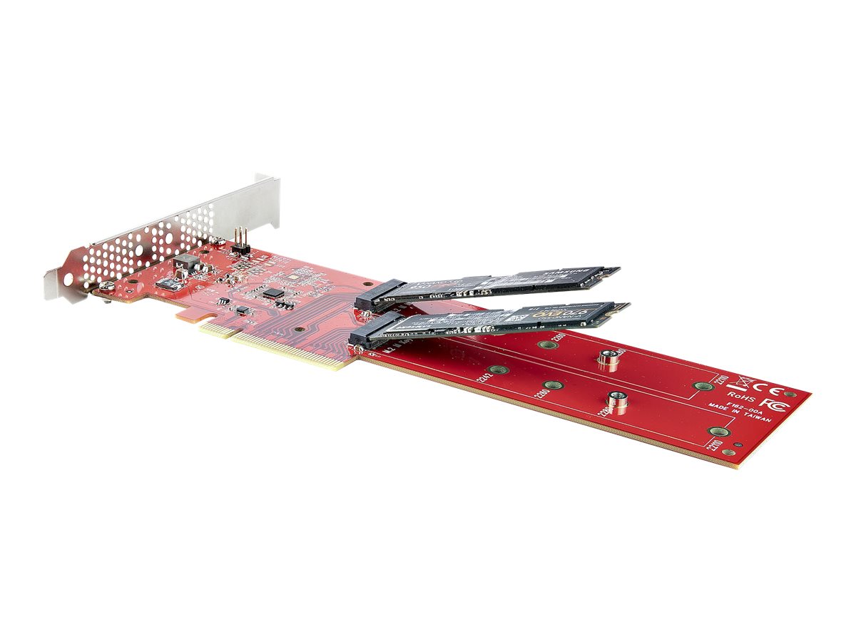 Fremmed væsentligt Adelaide StarTech.com Dual M.2 PCIe SSD Adapter Card, x8 / x16 Dual NVMe or AHCI M.2  SSD to PCI Express 4.0, Up to 7.8GBps/Drive, For 2242/2260/2280/22110mm PCIe  M-Key M2 SSDs, Bifurcation Required 