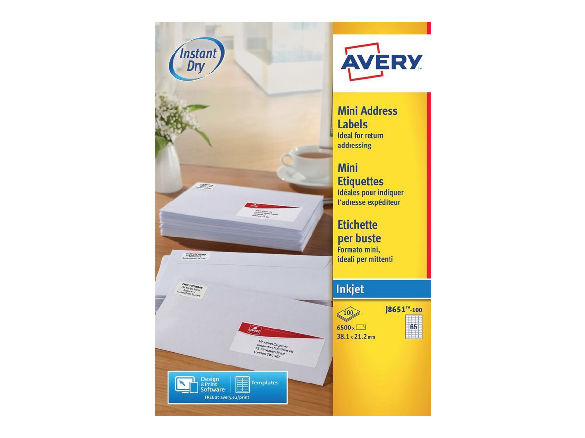 Avery Mini Labels 6500 Labels 381 X 212 Mm