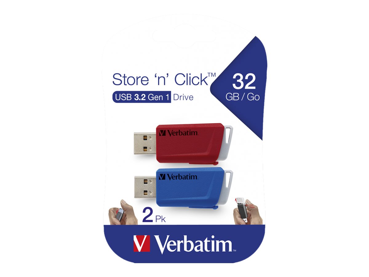 Verbatim Store 'n' Click 32GB USB 3.2 Gen 1 Blå Rød