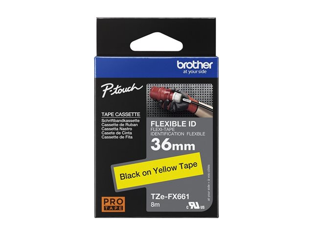 Ruban TZ laminé flexible 36mm Noir/Jaune