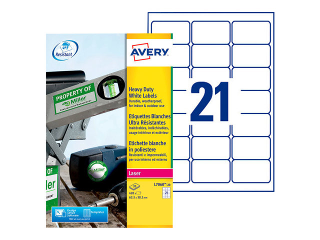 Avery Heavy Duty Laser Labels Labels 420 Labels 635 X 381 Mm