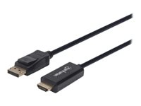 Manhattan DisplayPort 1.1 to HDMI Cable, 1080p@60Hz, 1m, Male to Male, DP With Latch, Black, Not Bi-Directional, Three Year Warranty, Polybag - adapter cable - DisplayPort / HDMI - 1 m