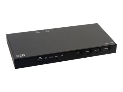 C2G Dual 4K HDMI HDBaseT + VGA, 3.5mm, and RS232 over Cat Switching Extender Box Transmitter to Ultra-Slim Box Receiver - 4K 60Hz
