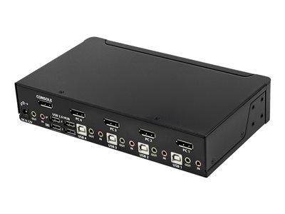 4 Port DisplayPort KVM Switch - 4K 60Hz - Single Display - Dual Port UHD DP  1.2 USB KVM Switch with Integrated USB 2.0 Hub & Audio - Dell, HP, Apple