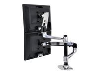 Ergotron LX - Kit de montage (fixation par pince pour bureau, montage par passe-câble, poteau, 2 bras articulés, 2 supports d'extension, plateau pour ordinateur portable) - pour 2 écrans LCD ou écran LCD et ordinateur portable - aluminium poli 