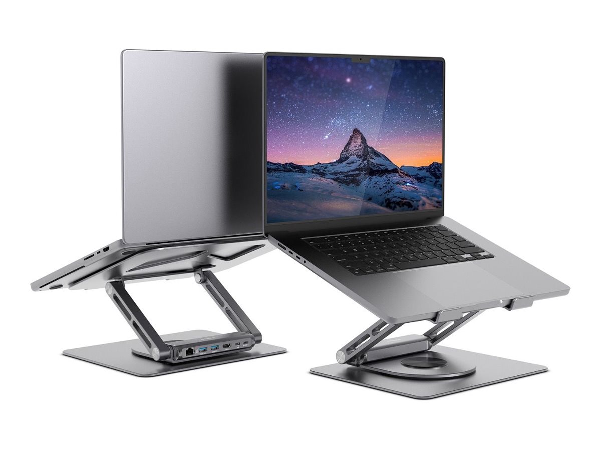 mbeat Stage S12 docking station + notebook stand USB-C Product shot Multi-angle 78950