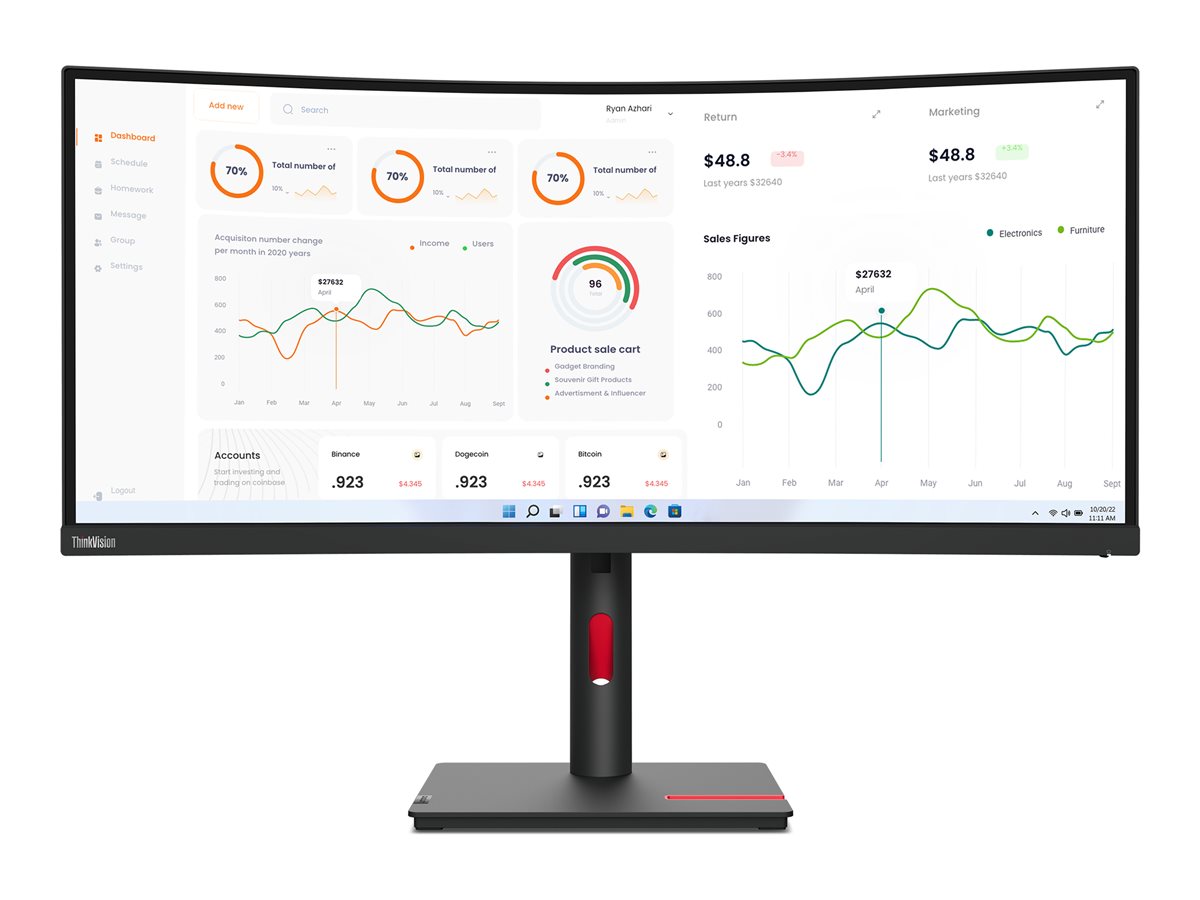 LENOVO T34w-30 34p WQHD VA 21:9 Monitor