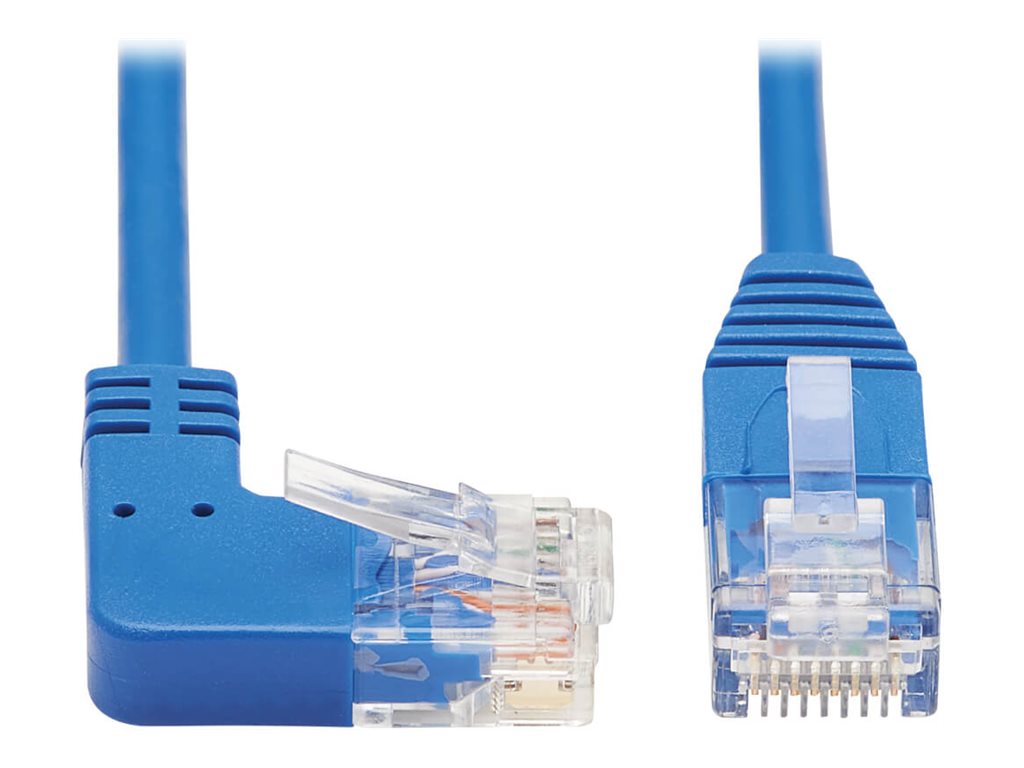 Eaton Tripp Lite Series Right-Angle Cat6 Gigabit Molded Slim UTP Ethernet Cable (RJ45 Right-Angle M to RJ45 M), Blue, 15 ft. (4.57 m)