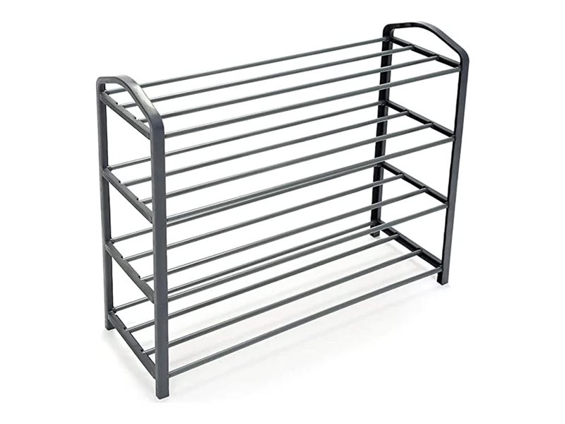 Smart Design 4 Tier Steel Shoe Rack Light Gray