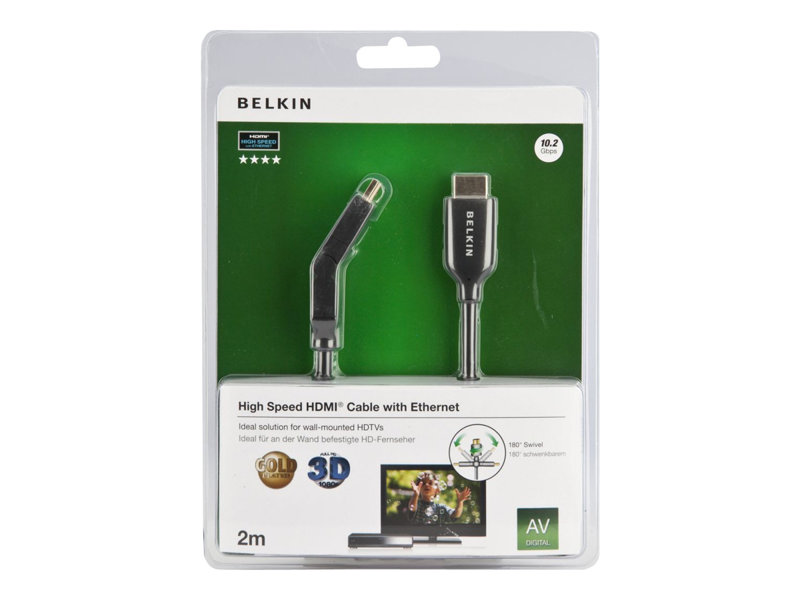 DUAL-SWIVEL HDMI CBL HIGH SPEED W/ETHERNET 2M-GOLD CONECT – Belkin Components
