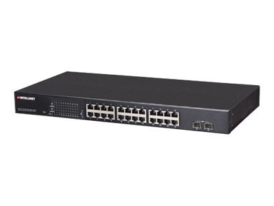 Intellinet 24-Port Gigabit Ethernet PoE+ Web-Managed Switch with 2 SFP Ports, 24 x PoE ports, IEEE 