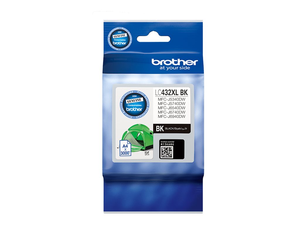 Brother LC432XLBK High Yield black original ink Package view Front 80490
