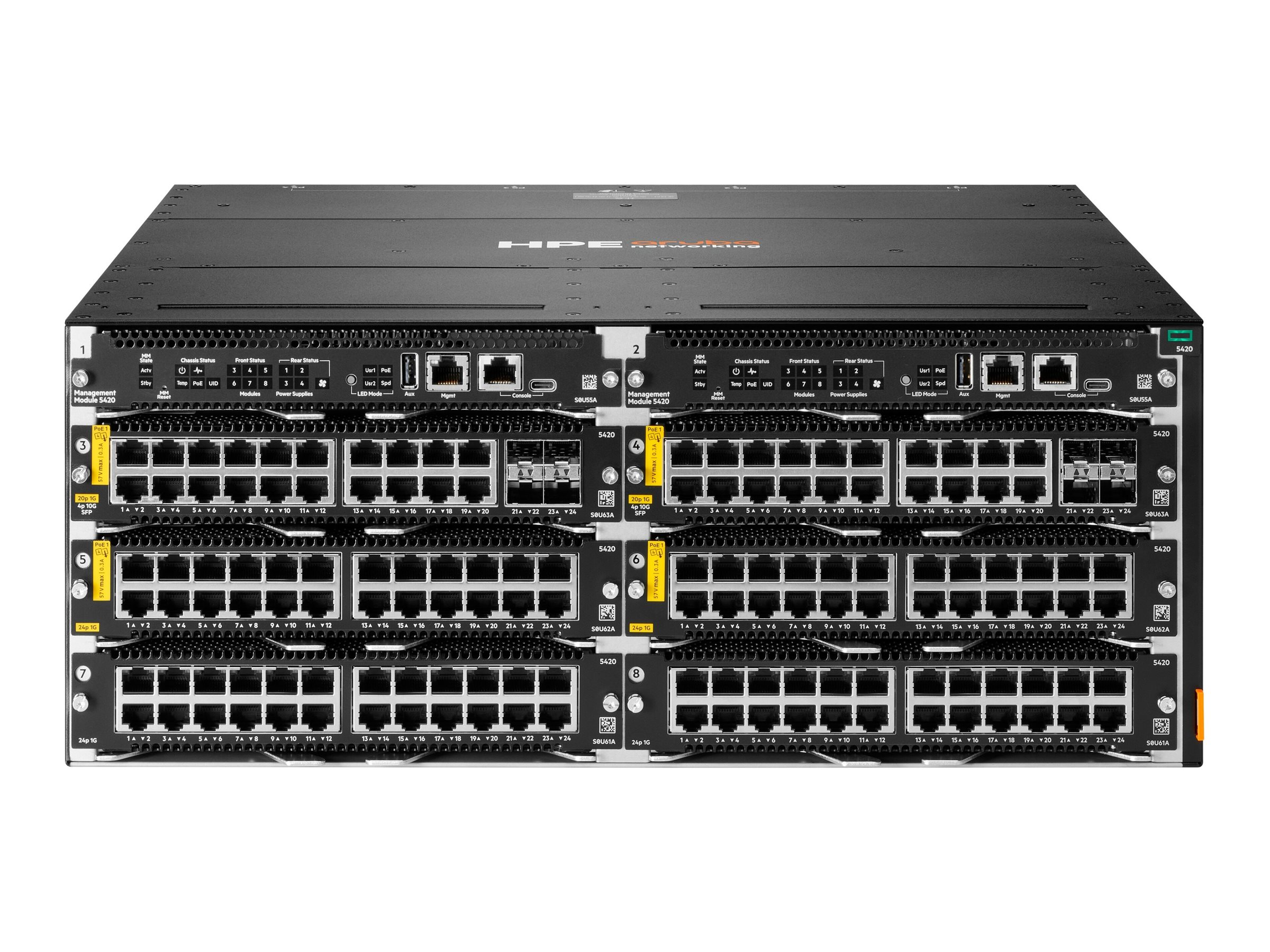 HPE Aruba Networking CX 5420 20p 10M/100M/1G Class4 PoE 4p SFP+ 1G/10G LRM TAA Module