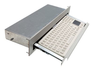 SHALLOW RACKDRAWER WITH MAGNETIC CLOSURE, SEALED TOUCHPAD KEYBOARD WITH USB CABL