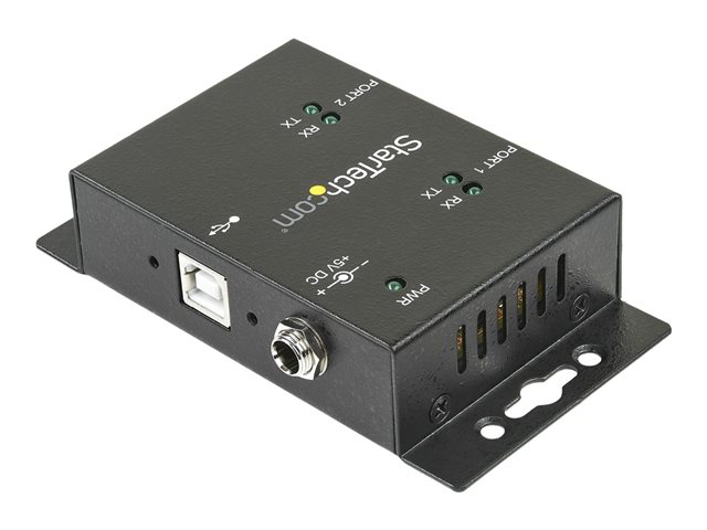 Image of StarTech.com USB to Serial Adapter - 2 Port - Wall Mount - Din Rail Clips - Industrial - COM Port Retention - FTDI - DB9 (ICUSB2322I) - serial adapter - USB 2.0 - RS-232 x 2