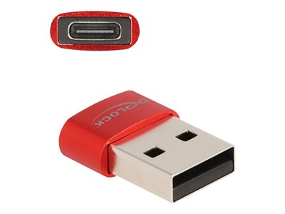 DELOCK USB2.0 Adapter USB Typ-A Stecker zu USB Type-C Bu rot - 60050