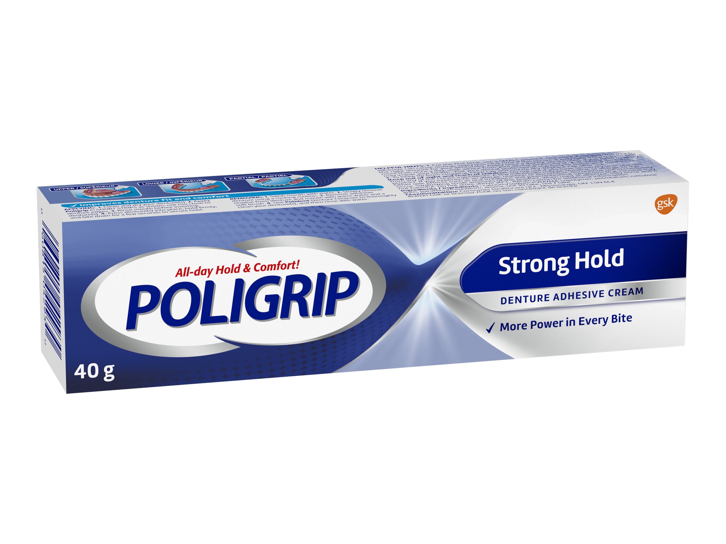 Poligrip Strong Hold Denture Adhesive Cream - 40g