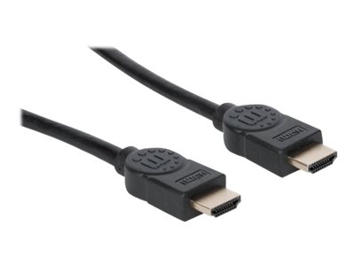 Manhattan HDMI Cable with Ethernet, 8K@60Hz (Ultra High Speed), 2m, Male to Male, Black, 4K@120Hz, Ultra HD 4k x 2k, Fully Shielded, Gold Plated Contacts, Lifetime Warranty, Polybag